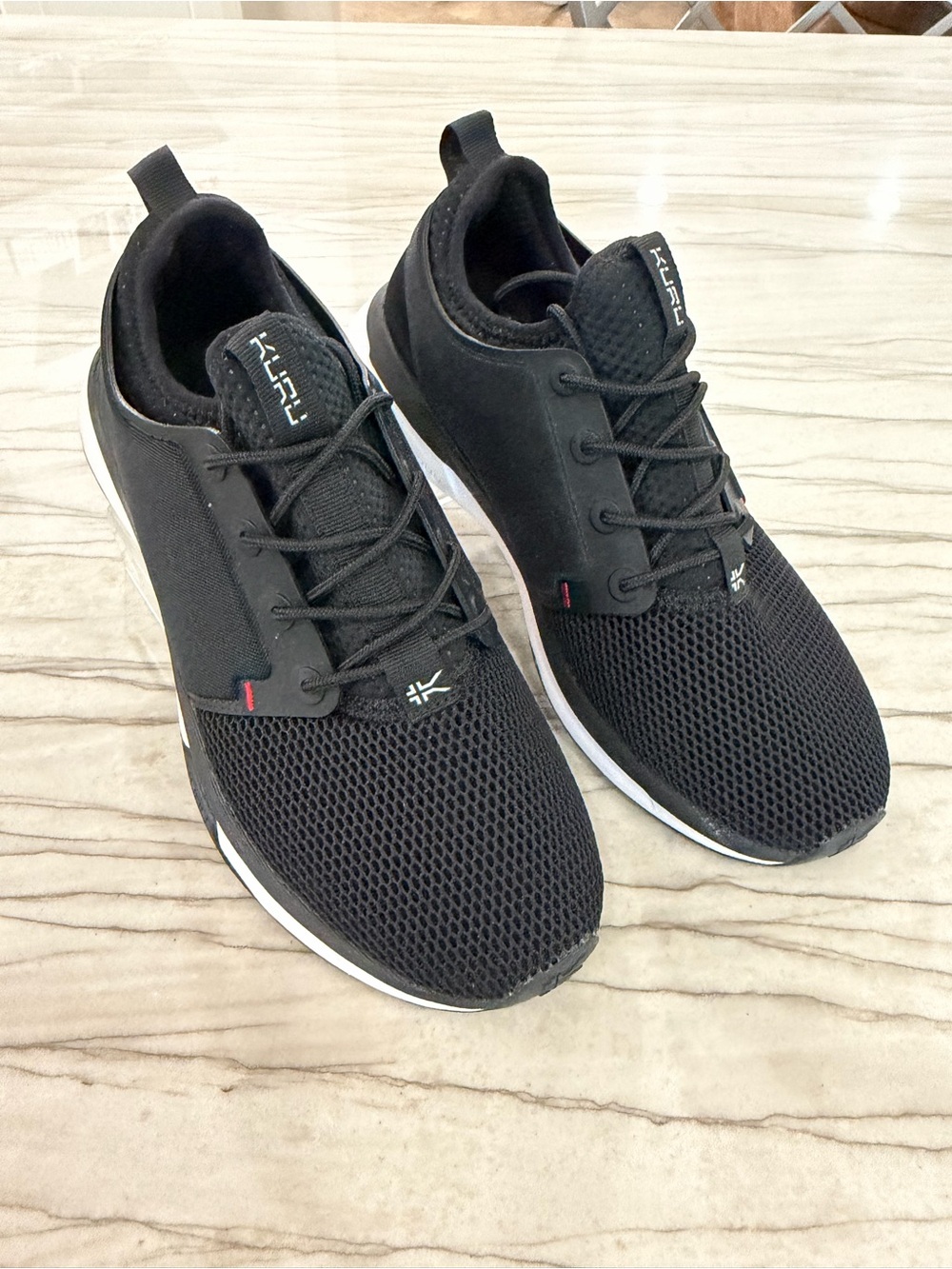 KURU Men's Black Mesh Athletic Sneakers with White Midsole